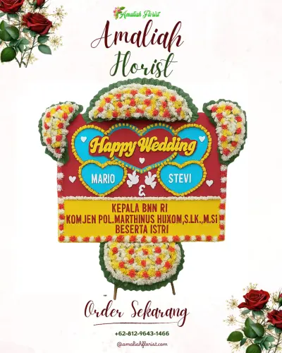Karangan Papan Bunga Pernikahan di Ketawang